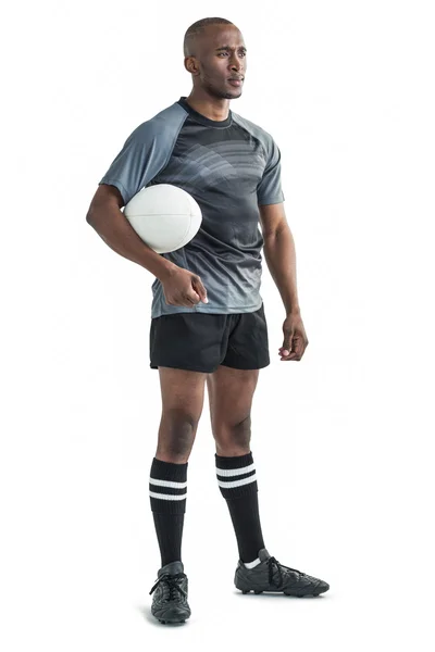 Sportsman med rugby boll står — Stockfoto