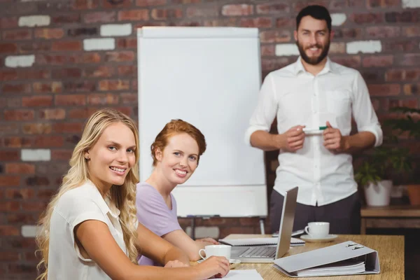 Man and women during presentation — Stock Photo, Image