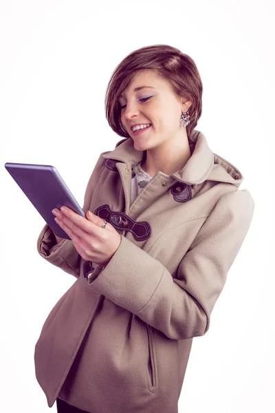 Attractive woman using her tablet pc — Stock Photo, Image