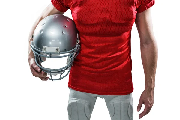 American football player holding helmet — Stock Photo, Image