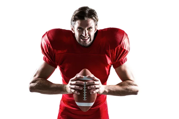 Giocatore di football americano in jersey rosso — Foto Stock