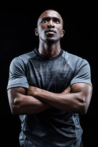 Thoughtful rugby player with arms crossed — Stock Photo, Image