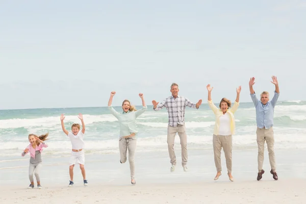 Famiglia multigenerazione in spiaggia — Foto Stock