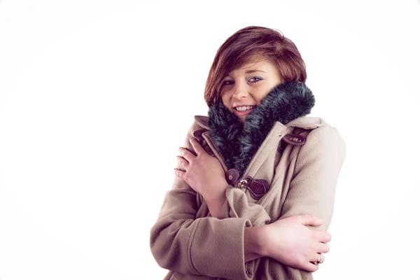 Jolie femme portant un manteau chaud — Photo