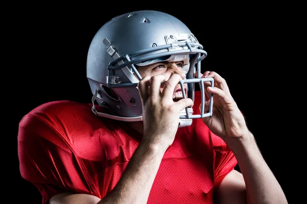 Aggressive American football player — Stock Photo, Image