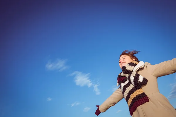 Happy brunette outdoors — Stock Photo, Image