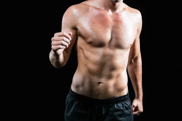 Shirtless athlete running — Stock Photo, Image