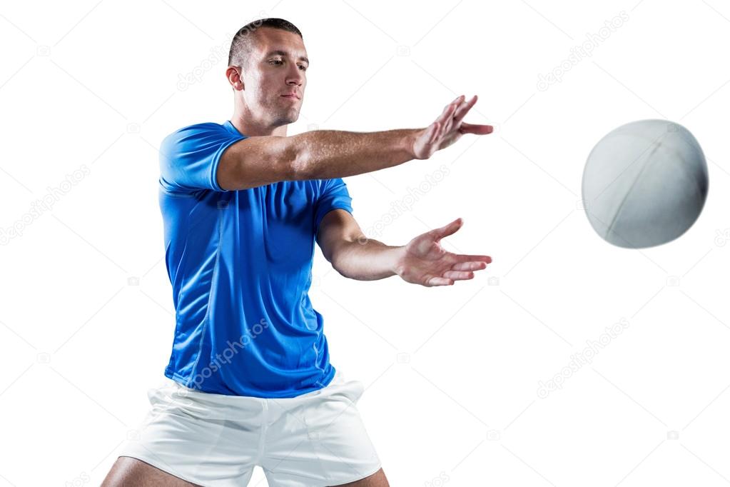 Rugby player catching the ball — Stock Photo © Wavebreakmedia 84899162