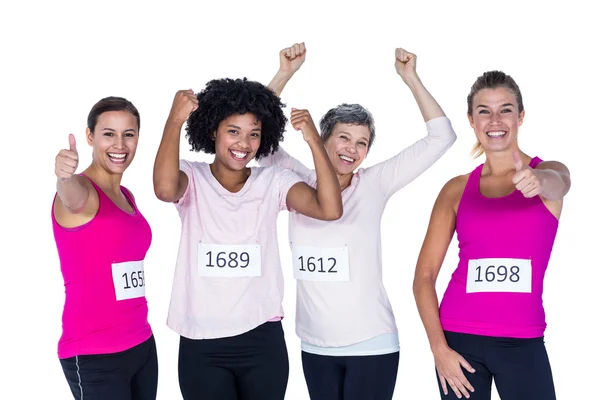 Retrato de atletas femeninas felices haciendo gestos — Foto de Stock