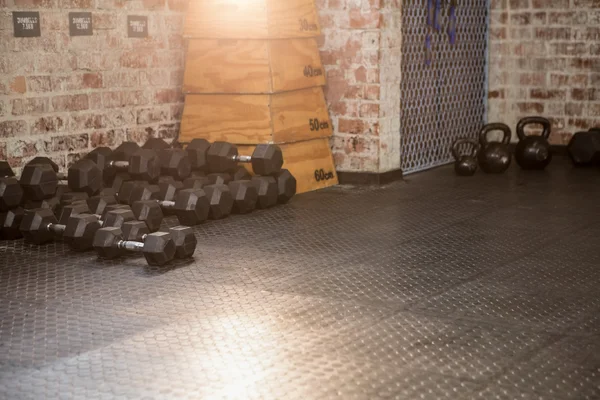 Činky a kettlebell — Stock fotografie