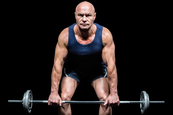 Retrato de homem musculoso exercitando com crossfit — Fotografia de Stock