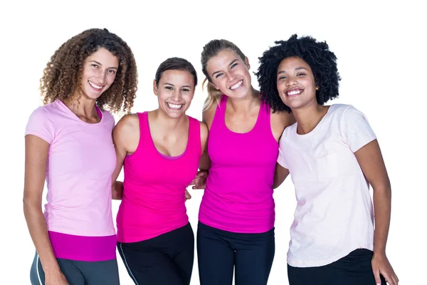 Retrato de grupo sorridente de mulheres com braços ao redor — Fotografia de Stock