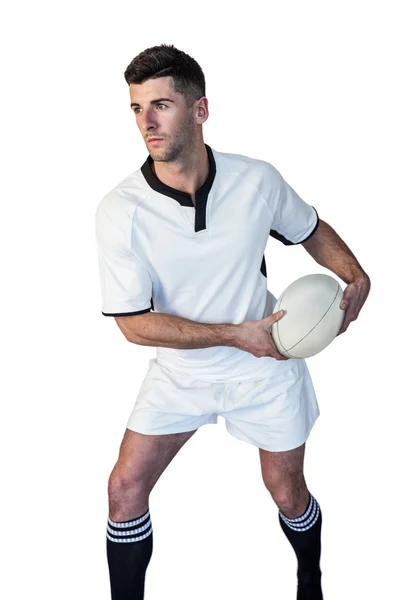 Jogador de rugby defendendo a bola — Fotografia de Stock