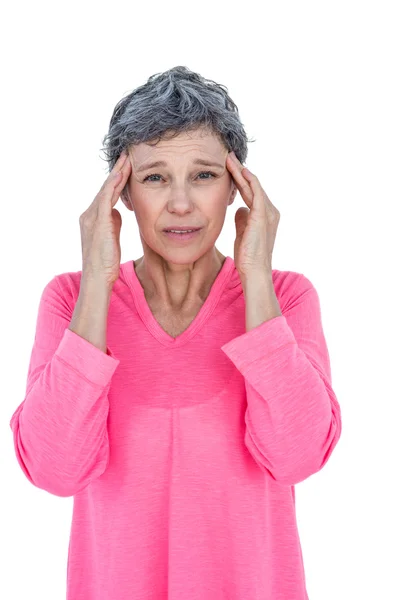 Porträt einer reifen Frau mit Kopfschmerzen — Stockfoto