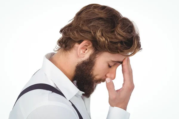 Frustrated hipster with head in hand — Stock Photo, Image