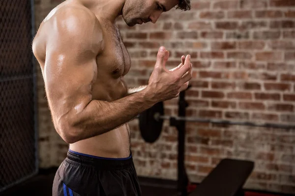 Side view of a man showing his body — Stock Photo, Image