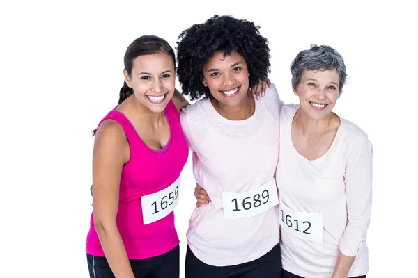 Hochsprung-Porträt glücklicher Sportlerinnen — Stockfoto