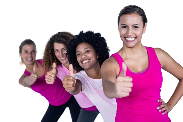 Portrait of cheerful women with thumbs up — Stock Photo, Image