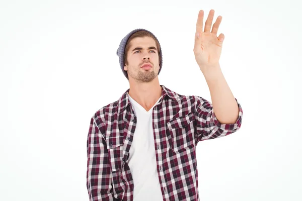 Man gebaren tegen witte achtergrond — Stockfoto