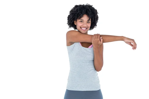 Portrait of cheerful woman exercising — Stock Photo, Image