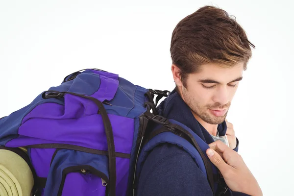 Side view of man with backpack — Stock Photo, Image
