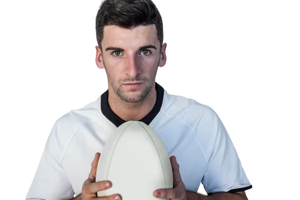 Portrait of a player holding rugby ball — Stock Photo, Image