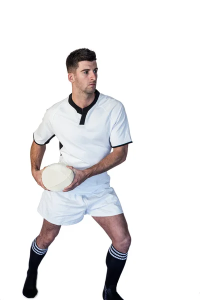 Jugador de rugby defendiendo con la pelota —  Fotos de Stock