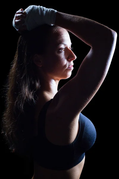 Atleta reflexivo con las manos en la cabeza — Foto de Stock