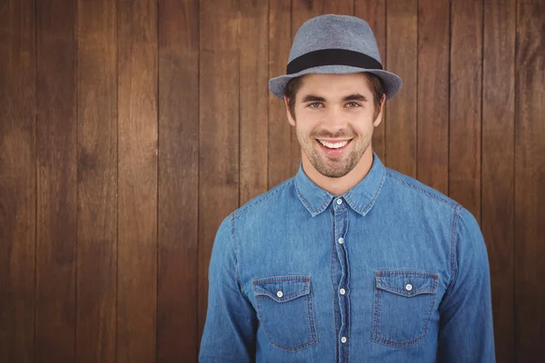 Portrait of happy hipster wearing hat — Stock Photo, Image