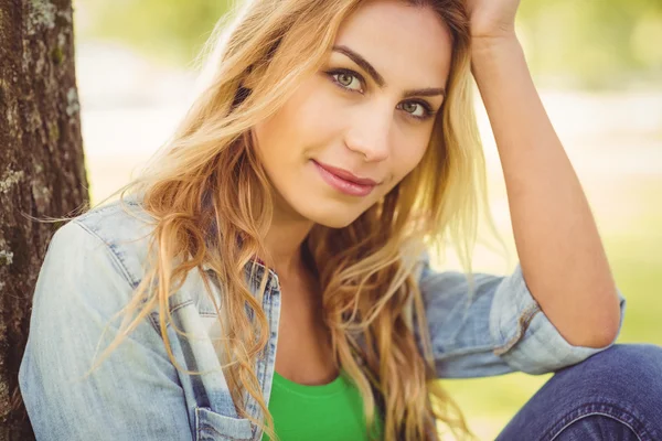 Portrait of smiling woman with hand in hair Royalty Free Stock Photos