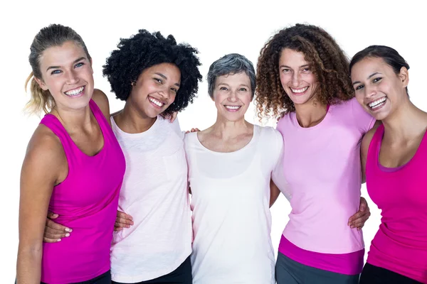 Portrait of smiling women with arms around — Stock Photo, Image
