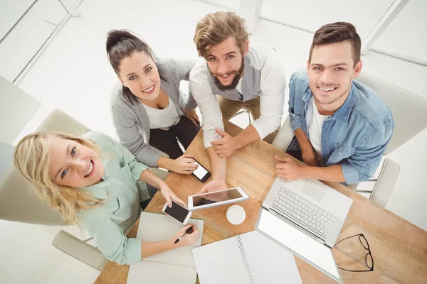 Overhead portrait of smiling business people — Stock Photo, Image