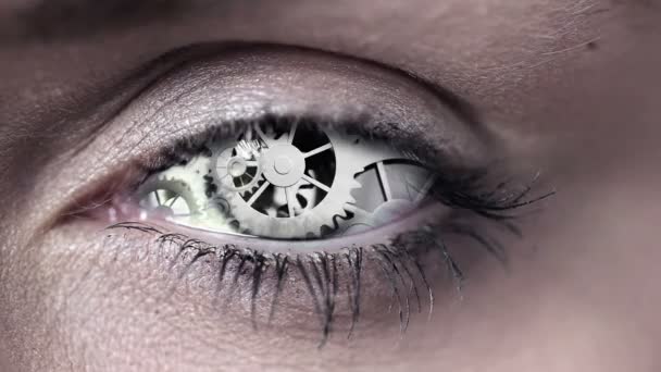 Technology code design in human eye — Stock Video