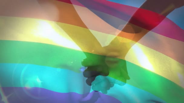 Bandiera arcobaleno che soffia nella brezza — Video Stock