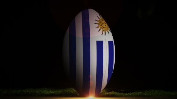 Jogador chutando uruguai rugby ball — Vídeo de Stock