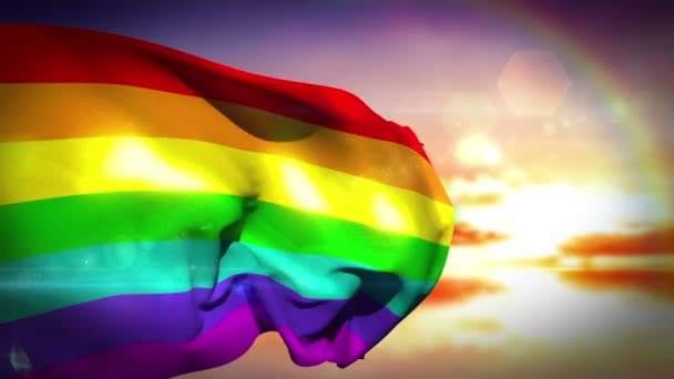 Rainbow flag blowing in the breeze — Stock Video