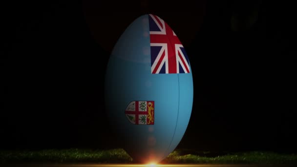 Kopiąc Fidżi gracz rugby piłka — Wideo stockowe