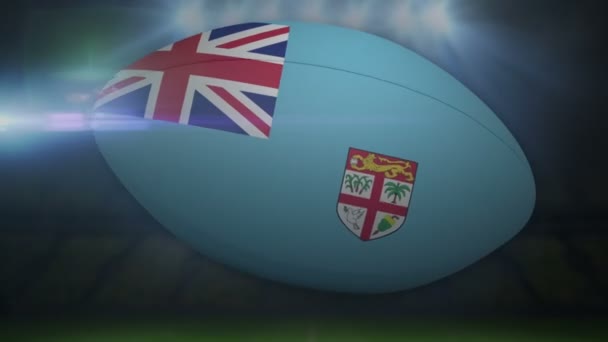 Fiji rugby boll i stadium — Stockvideo