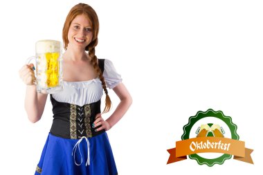 girl smiling at camera holding beer clipart