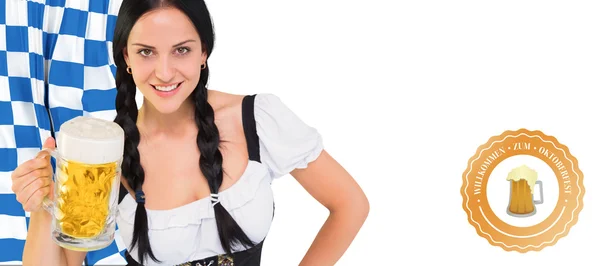 Oktoberfest girl holding beer tankard — Stock Photo, Image