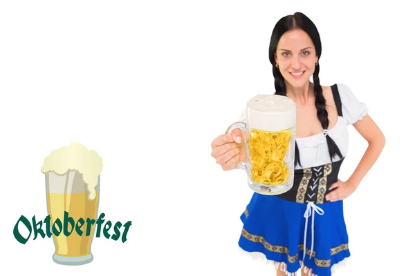 Oktoberfest flicka håller beer tankard — Stockfoto