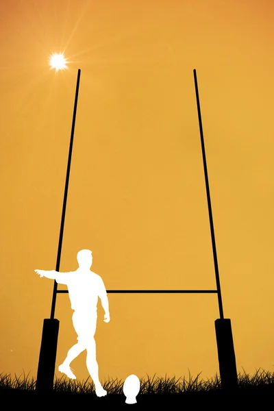 橄榄球运动员的剪影 — 图库照片