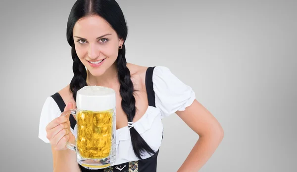 Oktoberfest girl holding beer tankard — Stock Photo, Image