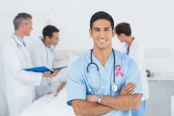 Wstążka świadomości raka piersi różowy — Zdjęcie stockowe