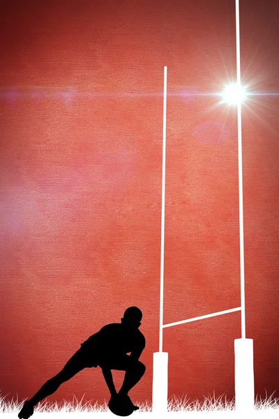 Silhouet van rugbyspeler — Stockfoto
