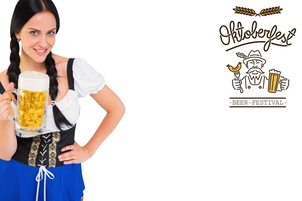 Oktoberfest flicka håller beer tankard — Stockfoto