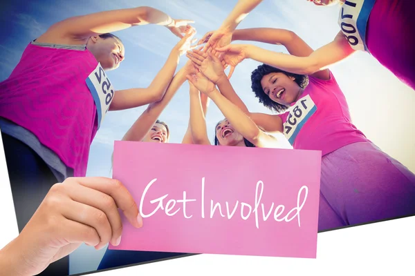 Get involved against five cheering women — Stock Photo, Image