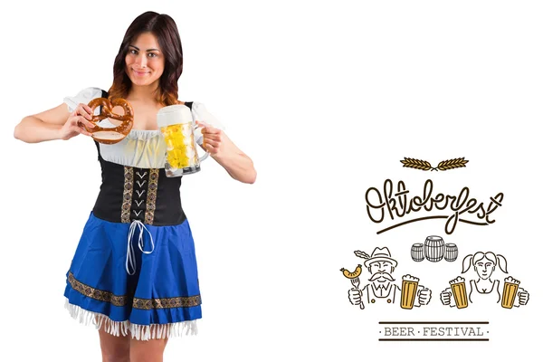 Oktoberfest flicka håller beer tankard — Stockfoto