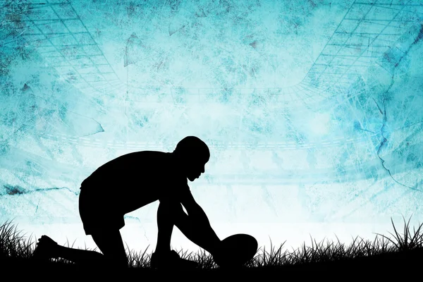 Sylwetka gracz rugby — Zdjęcie stockowe