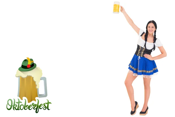 Oktoberfest-Mädchen mit Bierflasche — Stockfoto
